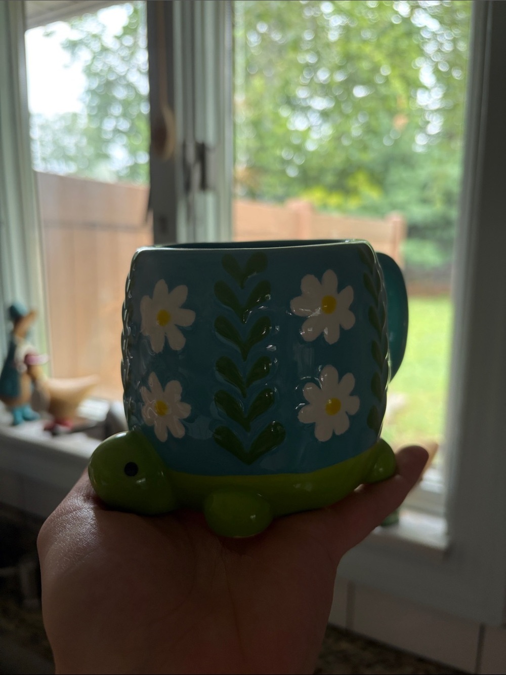 Blue Floral Turtle Ceramic Mug - LANG
